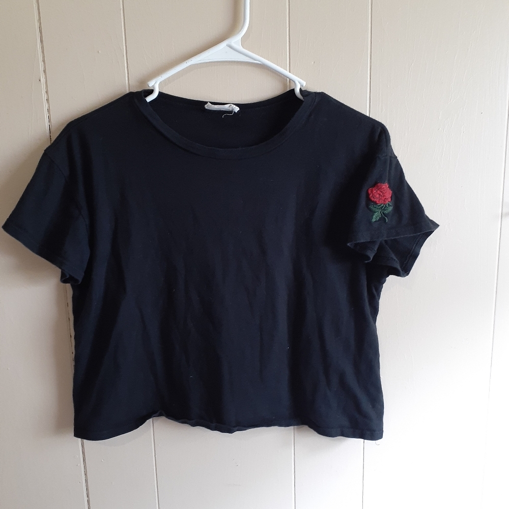 Local Lab black crop top with rose size medium